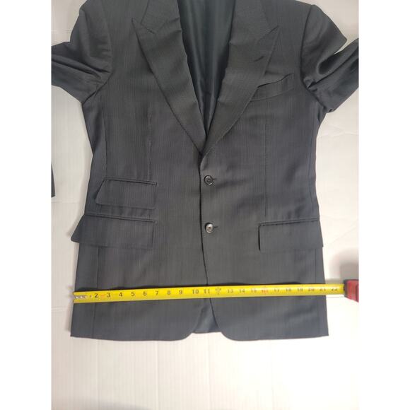 Tom Ford Blazer Mens SZ 52R (US 42) 100% Wool Black Gray Pinstripes Switzerland - Picture 15 of 16